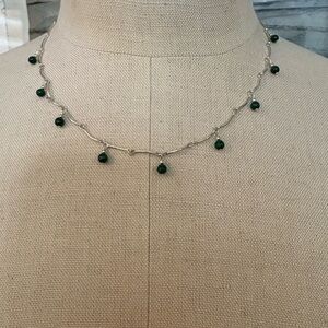 Sterling silver & Green Beaded Necklace .925